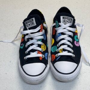 Converse All Star Black with Multicolor Smiley Design